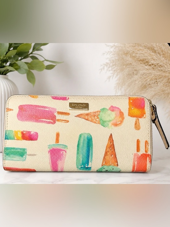 kate spade Accessories - kate spade cream watercolor popsicle & ice cream zip wallet
